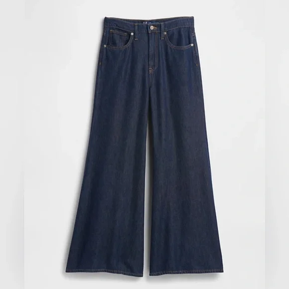 Wide-Leg Dark Blue Jeans - Picture 7 of 12